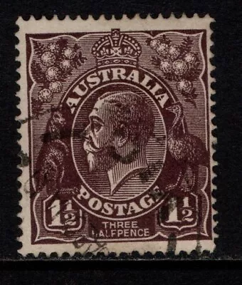 Australia 1918 1923 King George V 1½d Three Half Pence Black Brown SG58 Used • $1.20