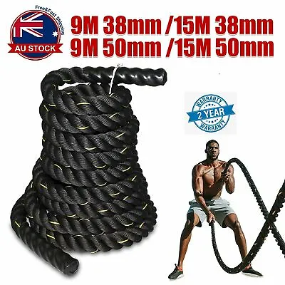 9M 15M Heavy Home Gym Battle Rope Battling Strength Training Exercise Fitness M • $62.49
