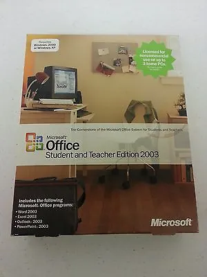 Microsoft Office 2003 Student And Teacher For 3 PC Word Excel Outlook Powerpoint • $30