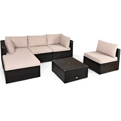 6 PCS Outdoor Lounge Setting Furniture Rattan Patio Wicker Sofa Set Garden • $725.90