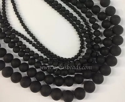 16in. Stand Matte Black Onyx Round Beads 3mm  4mm -12mm Various Sizes Pick One  • $5.45