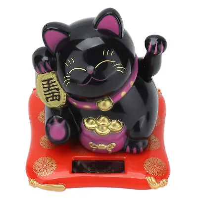 (Black)Wealth Welcoming Cat Solar Powered Cute Lucky Cat W/Waving Arm For MG • $7.33