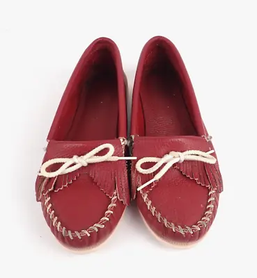 Vintage Minnetonka Moccasin Leather Loafer Women’s Size 7 Red Flat Slip On • $18.74