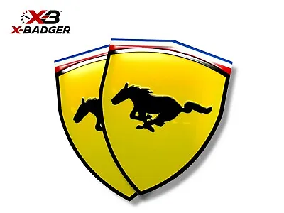 Mustang - Coyote GT 5.0 Ferrari Style Badge Emblem - Pair - Yellow • $19.98