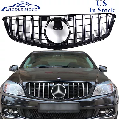 GT Style Front Grille Chrome Grill For Mercedes Benz W204 C250 C300 C350 08-13 • $58.14