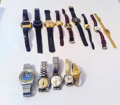 Vintage Watches Lot Of 15 Most Need Batteries Or Repair • $75