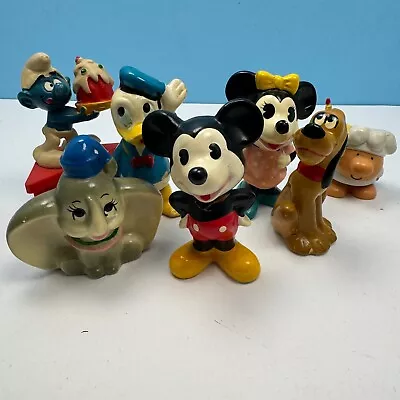 Disney Mickey Mouse Ceramic Cake Topper Figurine Lot Of 7 Minnie Pluto Dumbo • $19.99