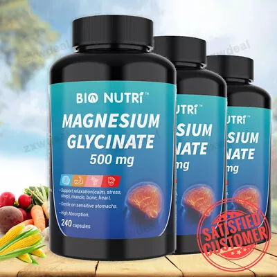 Magnesium Glycinate 500mg - 240 Capsules For Sleep Stress Relief Support Bone US • $28.65