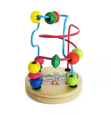 Wood Mini Wire Beads Maze Preschool Learning Game Brainteaser Waiting Room Toy • $6.95