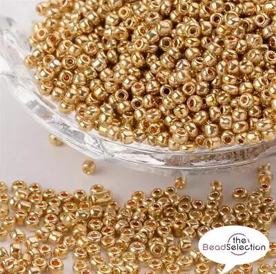 £2.99 • Buy GOLD METALLIC GLASS SEED BEADS 50g 11/0- 2mm 8/0 3mm