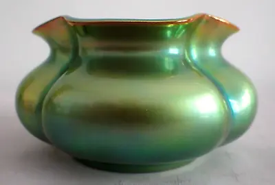 $195 • Buy Vtg Zsolnay Art Pottery Green Gold Eosin Pinched Cachepot / Vase Hungary