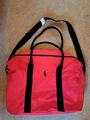 Bright Red Unisex Ralph Lauren Large Canvas Tote 57cm X 38cm BNWT Black Straps • £43.99