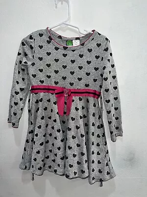 Dollie & Me Girls Dress Size 5 Long Sleeve Heart Print Gray Black • $9.99