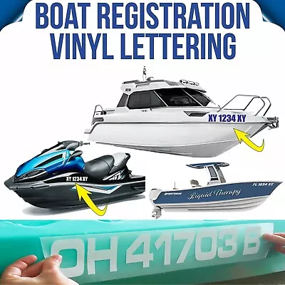  Boat Registration ID Numbers Letters Decal 3  X 19  Vinyl Lettering  • $6.47