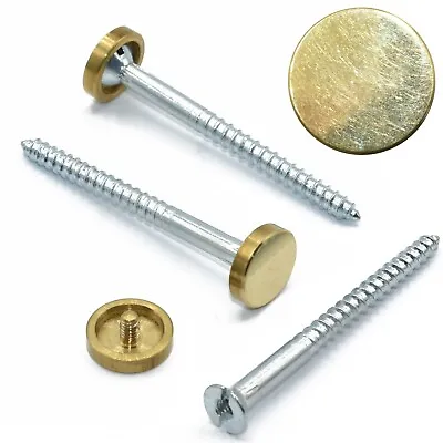 £3.49 • Buy Brass Plated Mirror Discs With 2  Screws - Fixings Bathroom Mirrors Signs *