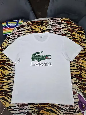 Mens Lacoste T Shirt Short Sleeve White Size XL Authentic Worn Thrice  • £12.99