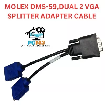 Molex DMS-59 To Dual 2 VGA Splitter Adapter Cable Lead HP Dell Monitor • £3