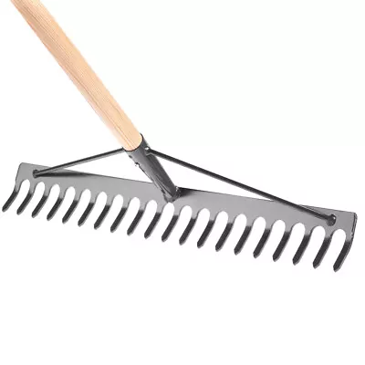 Garden Rake Steel Hardened Heavy-Duty For Hay Leaves Lawn Pebbles Removal Tool • £16.99