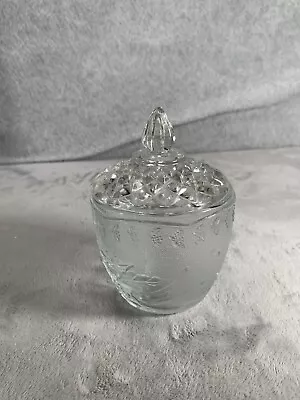 Vintage Antique Clear Cut Glass Candy Dish Bowl With Lid Star Flower Pattern 5  • $17.98