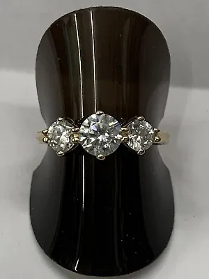 14ct Yellow Gold Cubic Zirconia Trilogy Ring. Size O 1/2 • £195