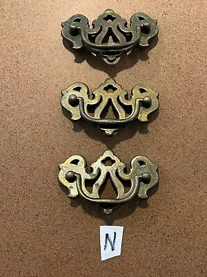 Vintage Brass Dresser Desk Cabinet Drawer Pulls And Knobs 3 Piece Lot N 2.5” • $10