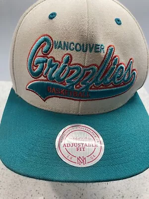 Mitchell & Ness Vancouver Grizzlies Snapback Hat Cap White/Teal/Script Retro • $45.55