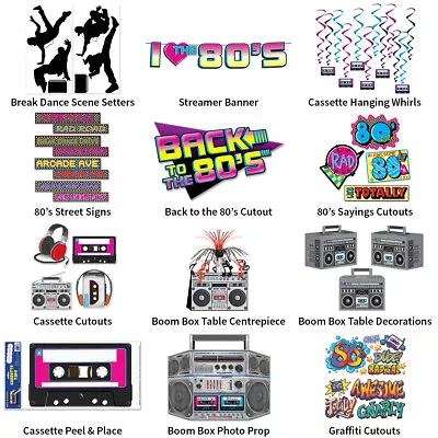 80's Retro Rave & Cassette Theme Decorations - Partyware Complete Selection • £6.49