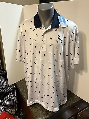 Puma Cloudspun Men’s Golf Shirt Stretch UPF 50 Popsicle Check Poly Blend NWT • $20