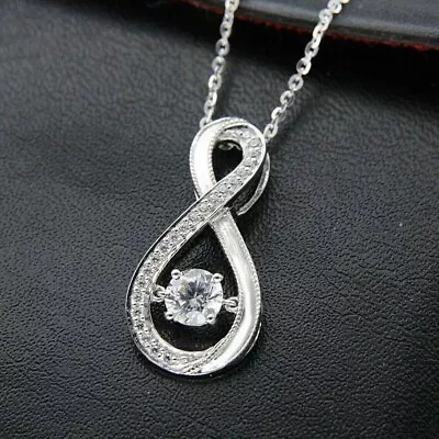 Beautiful 2Ct Round Diamond Infinity Pendant 14K White Gold Finish • $72