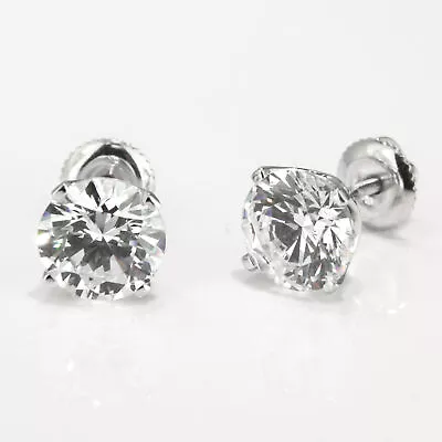 3 1/4 Carat Solitaire Diamond Stud Earrings Round Cut G/SI2-I1 18K White Gold • $3780.45