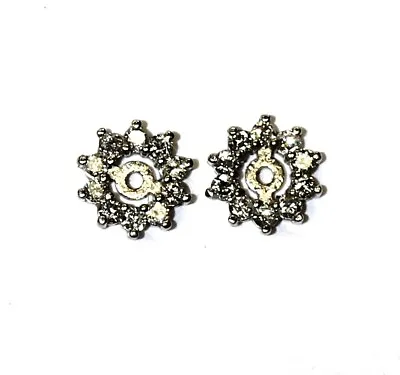 $249.99 • Buy New 14k White Gold .30ct SI1 VS2 G Round Diamond Stud Earring Jackets Unique