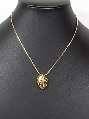 Vintage Monet Modernist Oval Pendant Flat Chain Gold Tone Necklace 15 Inch • $13.99