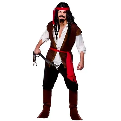 Adult Budget CARIBBEAN PIRATE Jack Sparrow Buccaneer Man Fancy Dress Costume • £9.95