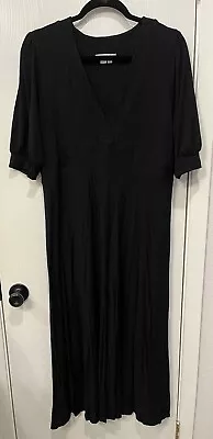 Boden USA Black Knit Midi Maxi Dress With V-neck Size 14 Large In GUC • $16.99