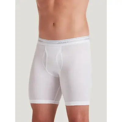 Jockey Men's Essential Fit 2 Mid-Rise Midway Brief White - 2 Pack 4XL • $10.99