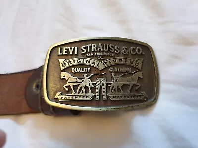 Levis Strauss Original Vintage Leather  Brown Belt Suits Waist 40 To 44 Inches. • £9.50