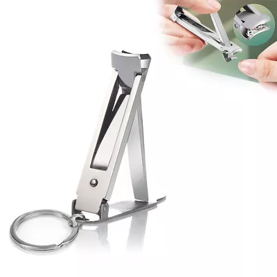 Ultra Thin Small Folding Stainless Steel Nail Clipper Keychain EDC Pocket Tool • $8.55