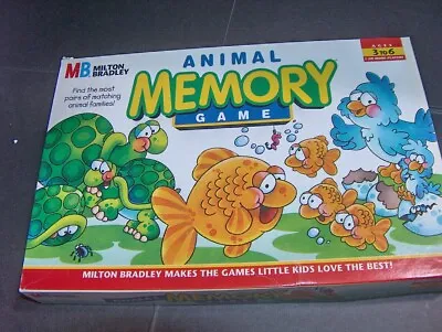 ANIMAL FAMILIES Memory Game Vintage Milton Bradley MB 1990 COMPLETE 72 Cards • $20