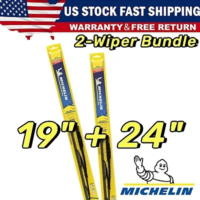 2-Wipers: 24  + 19  For Michelin Windshield Beam Wiper Blades - 25-240 25-190 • $23.23