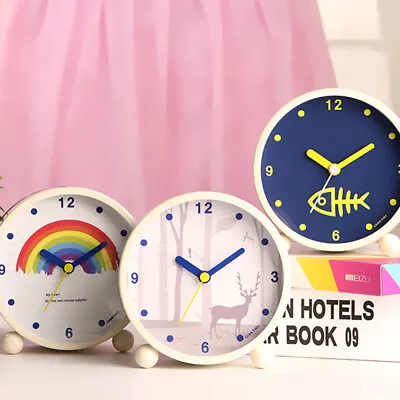 $28.59 • Buy Cute Alarm Clock Kids Non-Ticking Silent Bedside Table Desk W/LED Night Light AU