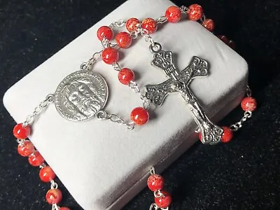 Holy Face Of Jesus Rosary 6mm Red Faux Marble - Veronica’s Veil • $15.50