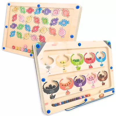 2 In 1 Magnetic Color And Number Maze Magnetic Alphabet Maze (Double-Sided) Kid • $18.99