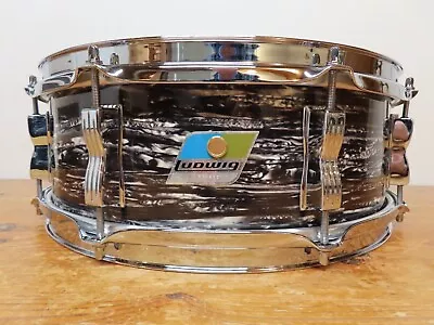 Vintage Ludwig Snare Drum Black Oyster Pearl Jazz Fest 6 Ply Maple Shell Re-wrap • $424.95