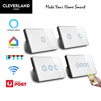 $65.50 • Buy AU Approved Smart Wifi Touch Light Switch 1/2/3/4 Glass Panel Google Alexa APP
