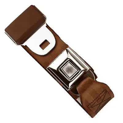 RetroBelt Brown Pushbutton Lap Seat Belt 60  W/ Hardware Seatbelt Safety Classic • $34.99