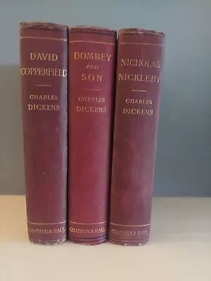 1890 X3 Charles Dickens Chapman & Hall Books David Copperfield Nicholas Nickleb • £20