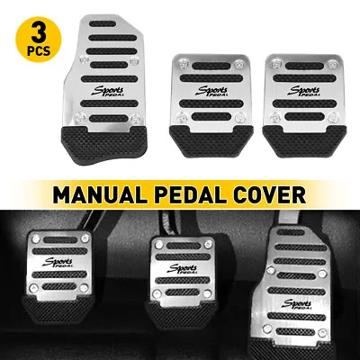 Silver Non-slip Gas Brake Pedals Aluminum Pad Cover Set For Manual Car Universal • $11.39