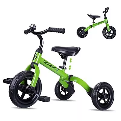  3 In 1 Tricycle For Toddlers Age 2-5 Years Old Folding Kids Balance Green • $103.66