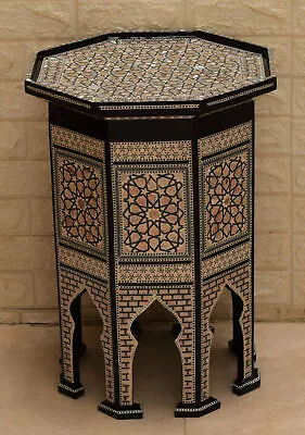 Egyptian Side Table 24  Height Moroccan Mother Of Pearl Bedside Coffee Table • $399