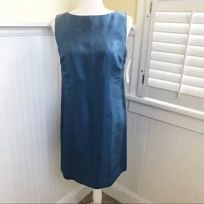 Amanda Smith NWT Vintage Blue 100% Silk Sleeveless Dress Women's 8 Petite • $35